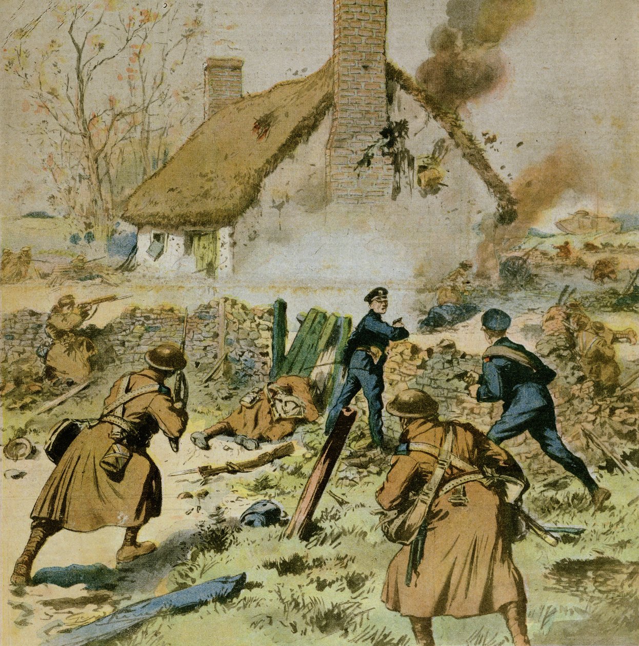 Ataque de la policía y tropas británicas a una granja ocupada por el Sinn-Fein, portada de Le Petit Journal, 5 de diciembre de 1910 de French School