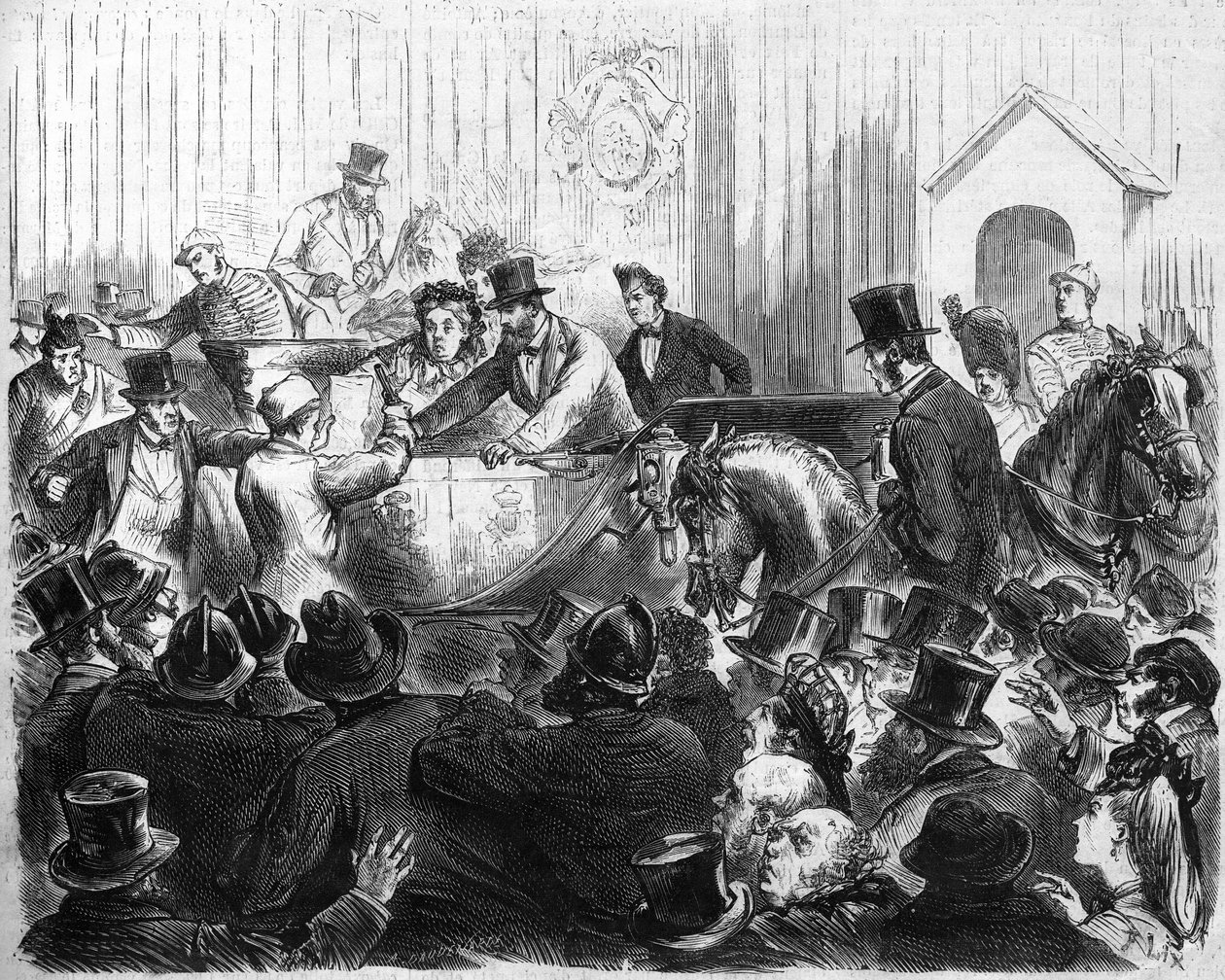Ataque a la Reina de Inglaterra Victoria (1819-1901) de French School