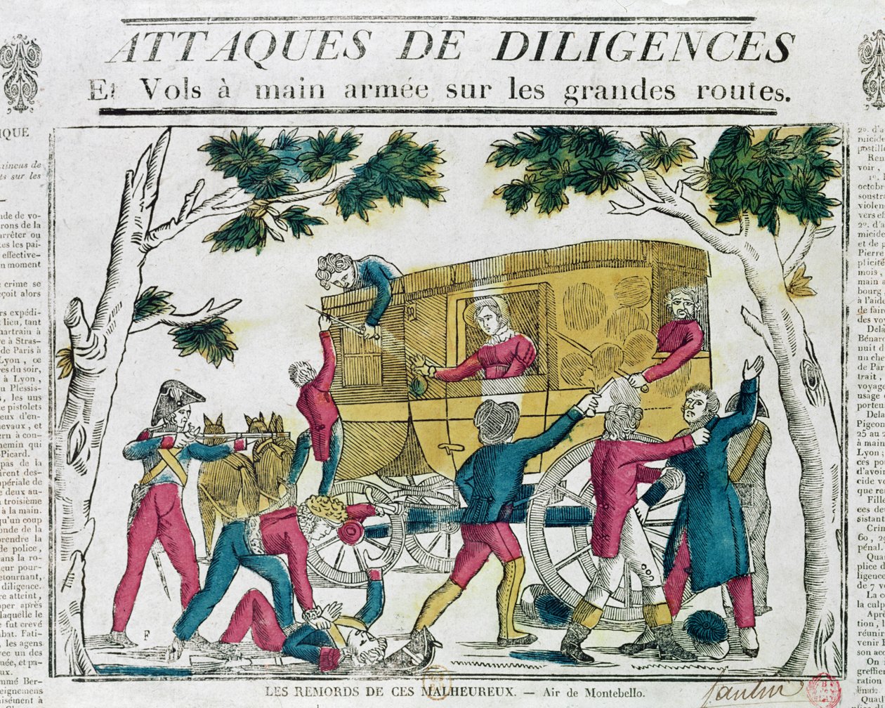 Ataque a la diligencia de París a Lyon el 25 de julio de 1822 de French School