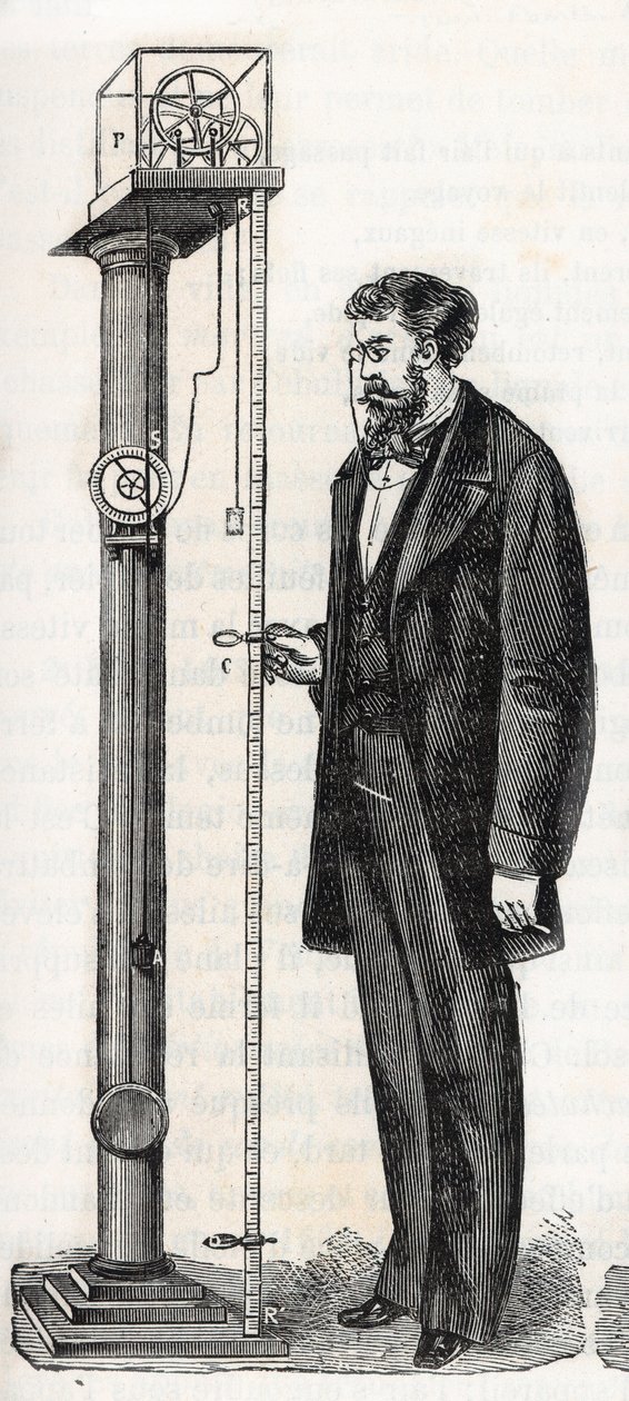 Máquina de Atwood inventada en 1784 por George Atwood (1745-1807) - Máquina de Atwood - Grabado en "Ciencias puestas a disposición de todos - Física y química populares" por Alexis Clerc - Finales del siglo XIX - Colección privada de French School