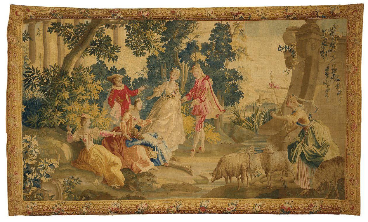 Tapiz pastoral de Aubusson de French School