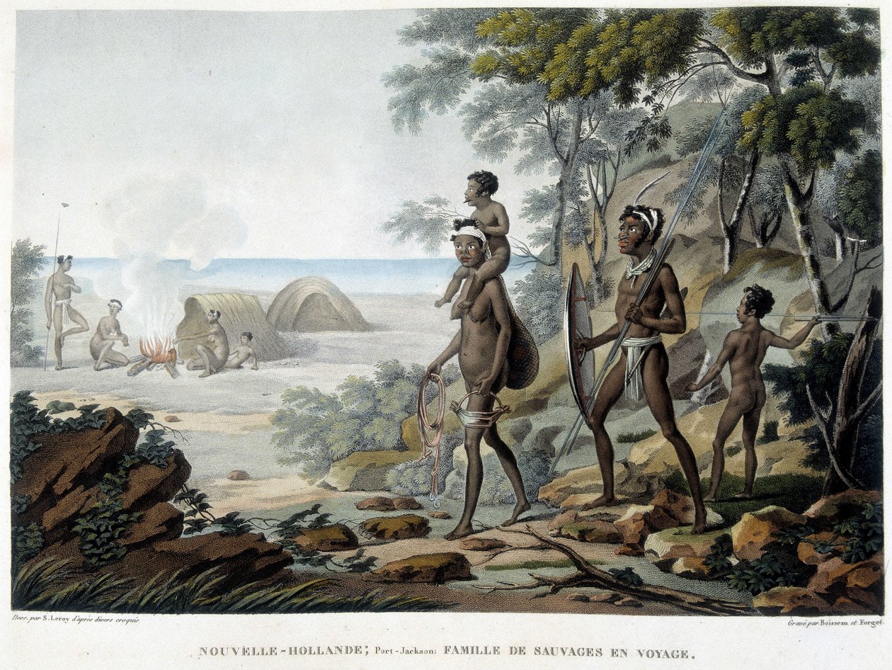 Familia aborigen australiana viajando de French School