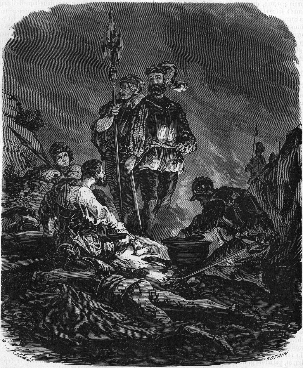 Chicos malos, saqueadores durante las guerras del siglo XVI. En “Histoire Populaire de la France”, circa 1885. Grabado. de French School