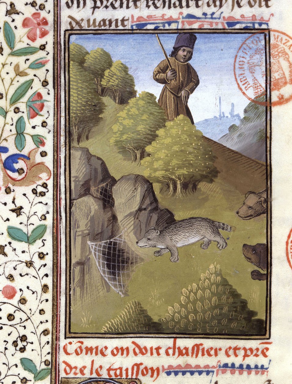 Caza de tejones - en "Libro de Caza de Gaston Phoebus, Conde de Foix, Señor de Béarn" de French School