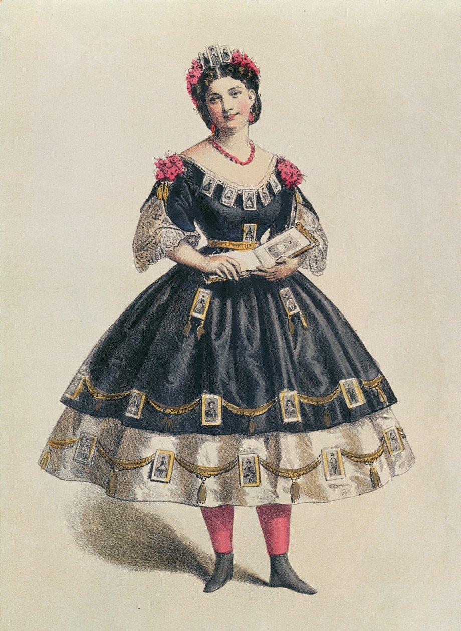 Vestido de baile decorado con cartes de visite fotográficas, c.1860 de French School