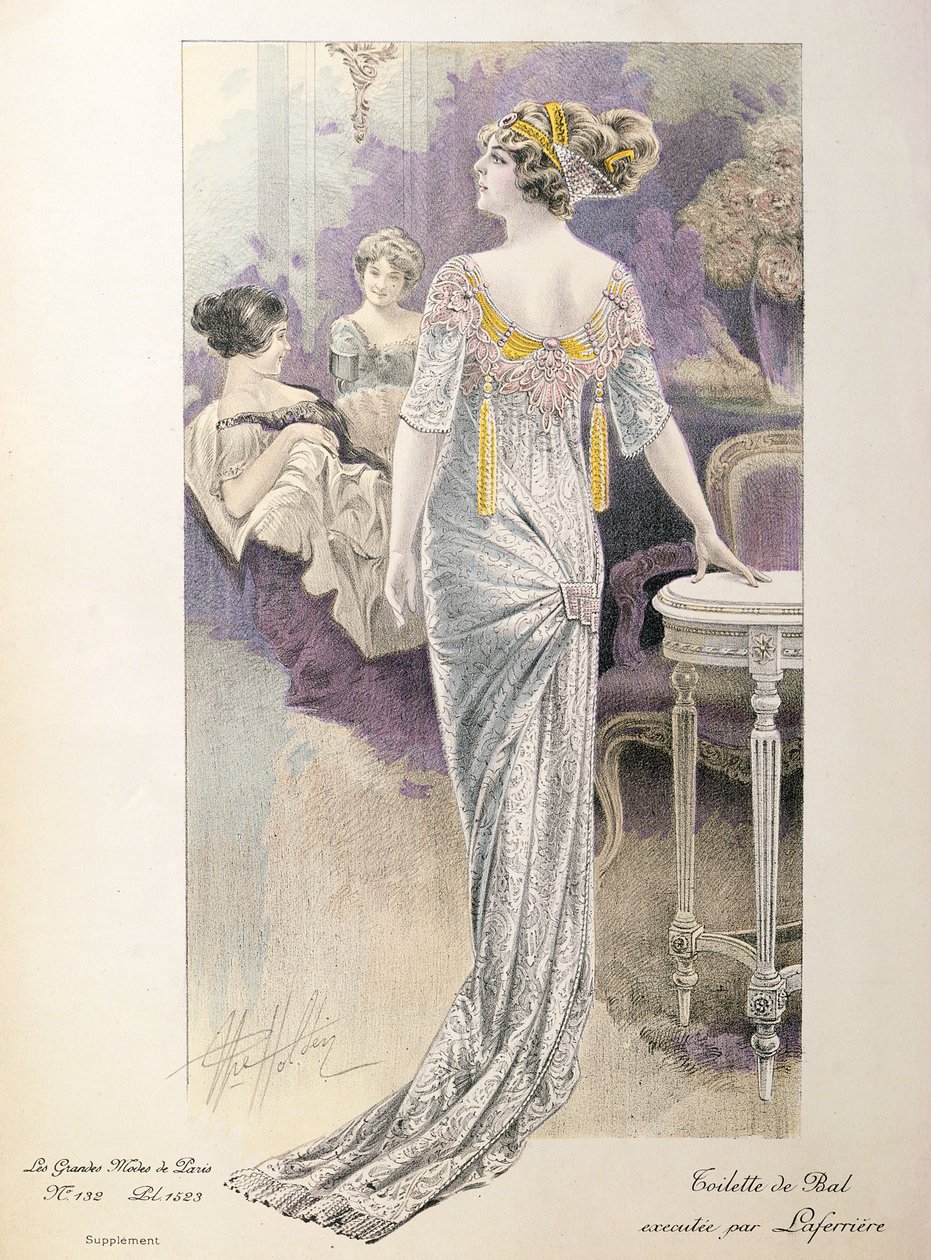 Vestido de baile, de Les Grandes Modes de Paris de French School