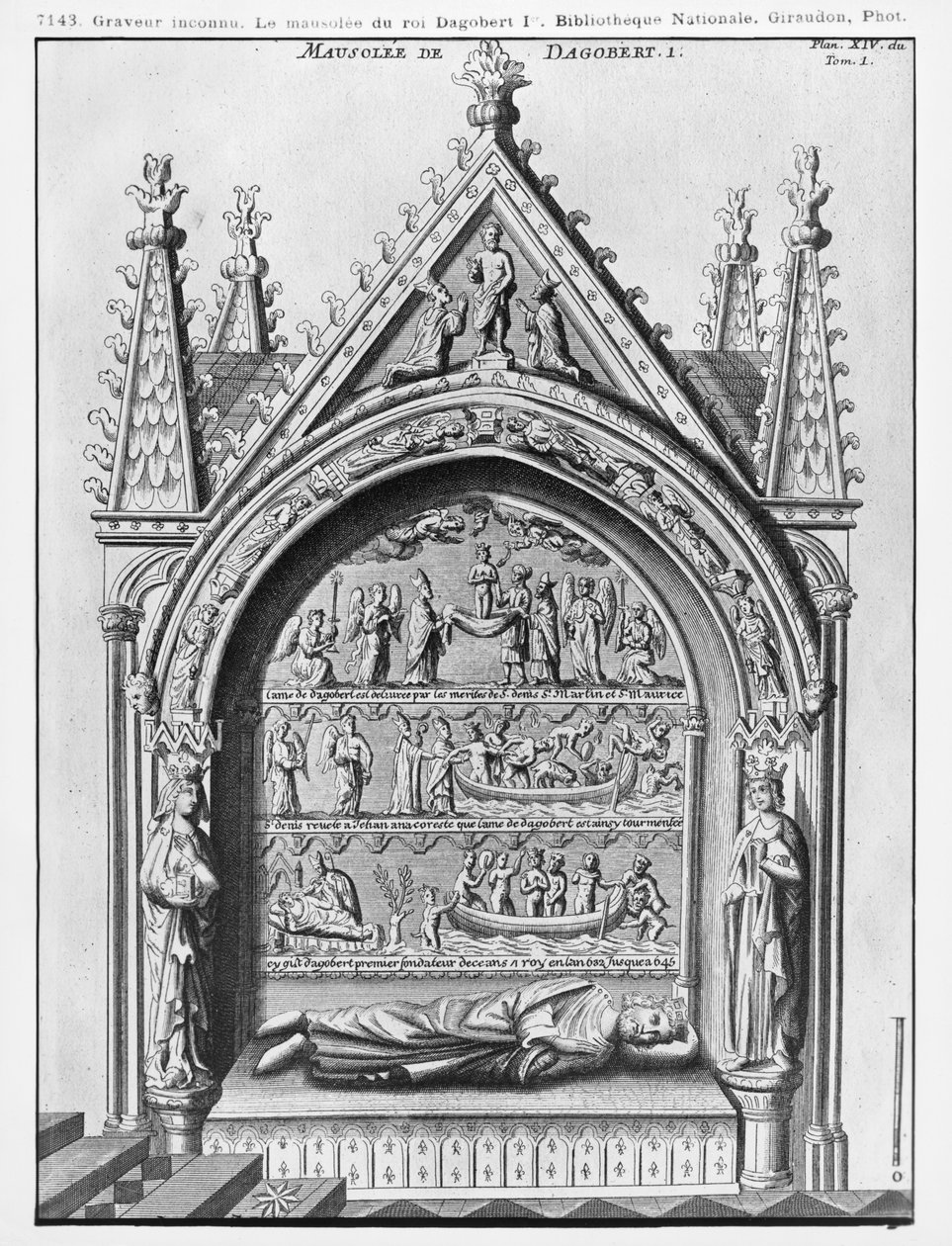 Basílica de Saint-Denis, Mausoleo de Dagoberto I (605-39) Rey de los Francos, restaurado por Adolphe Victor Geoffrey-Dechaume (1816-92) en 1862 de French School