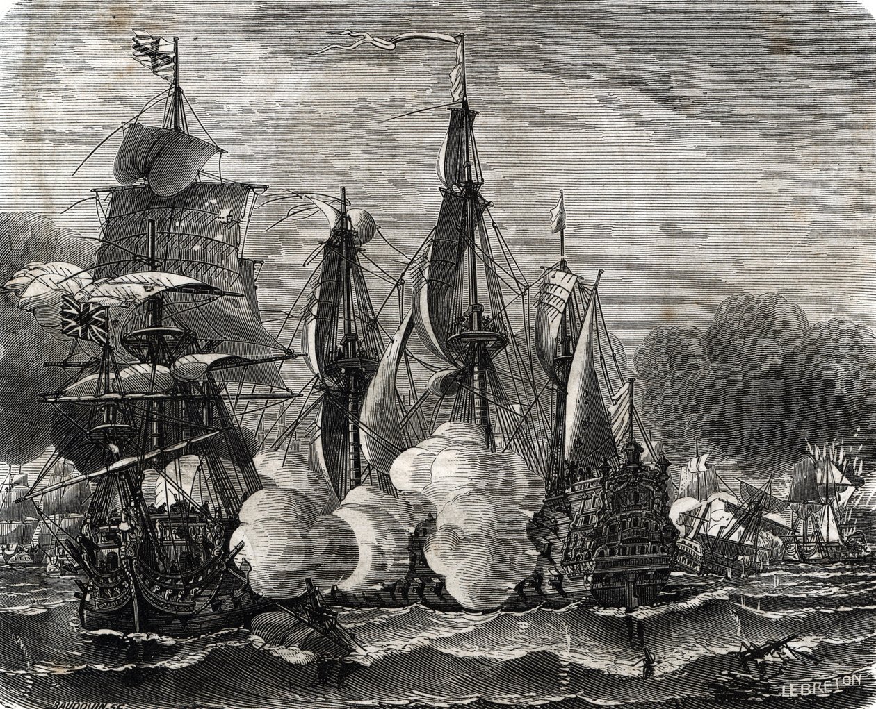 Batalla de la Bahía de Bantry, enfrentamiento naval librado el 11 de mayo de 1689, una semana antes de la declaración de la Guerra de los Nueve Años de French School