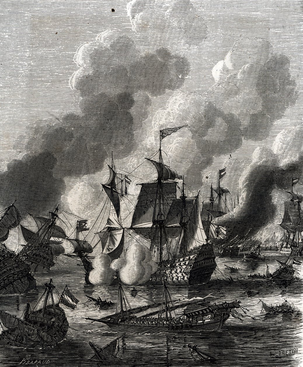 Batalla de Lagos fue una batalla naval durante la Guerra de los Nueve Años el 27 de junio de 1693 (grabado) de French School