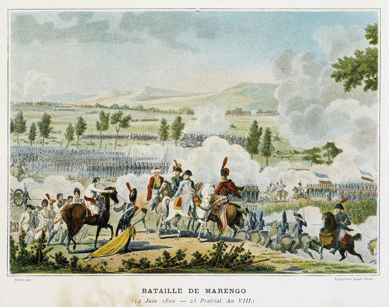 Batalla de Marengo (Piamonte - Italia) el 14 de junio de 1800, durante la cual Bonaparte ganó la victoria sobre los austriacos de French School