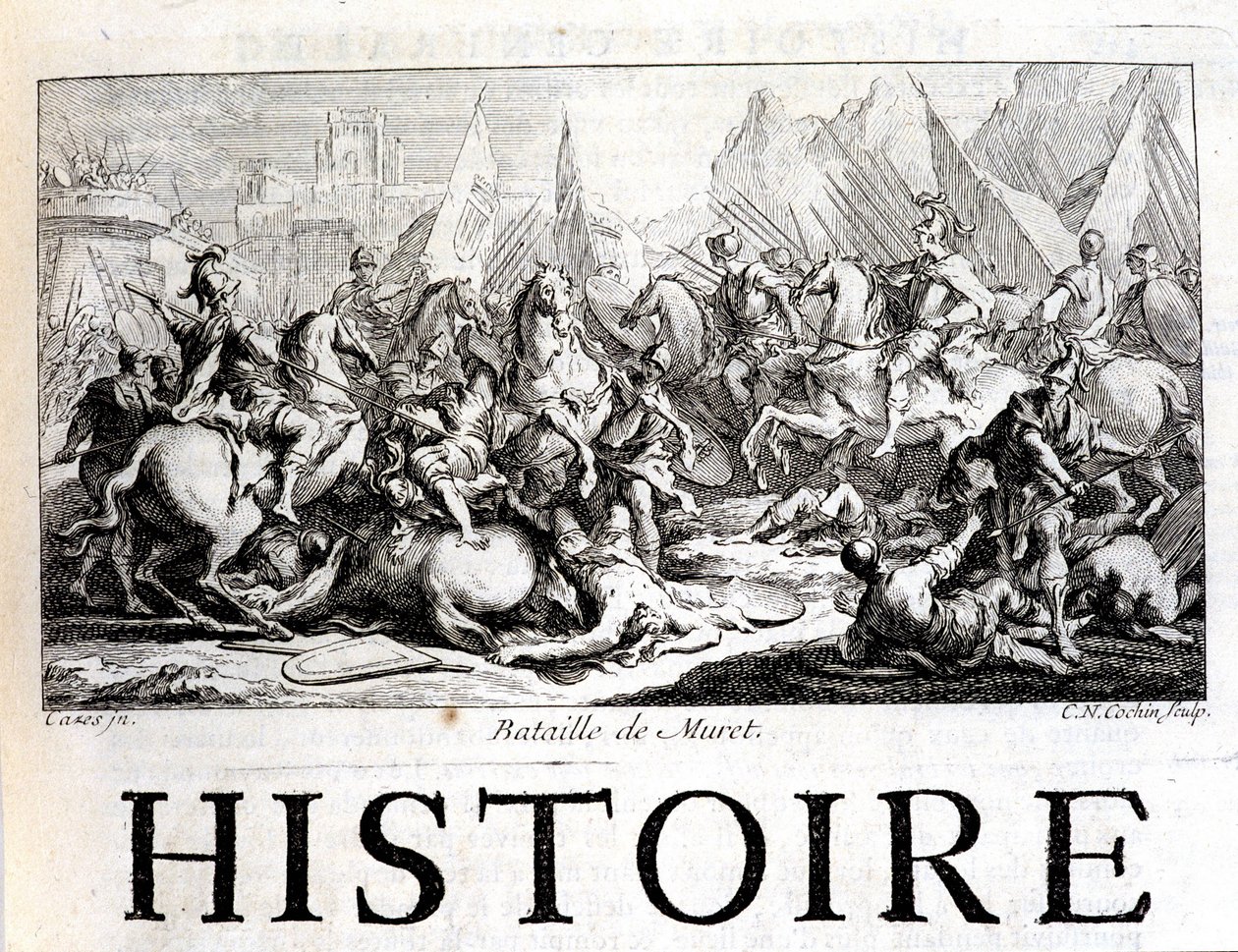Batalla de Muret el 12 de septiembre de 1213 - en “Historia general de Languedoc” por Joseph Vaissete, París de French School