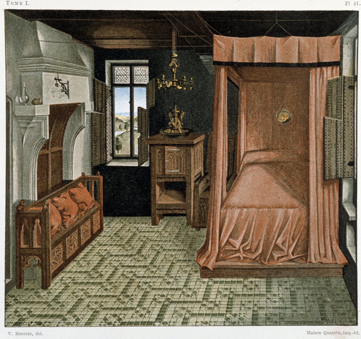 Dormitorio en el siglo XV de French School