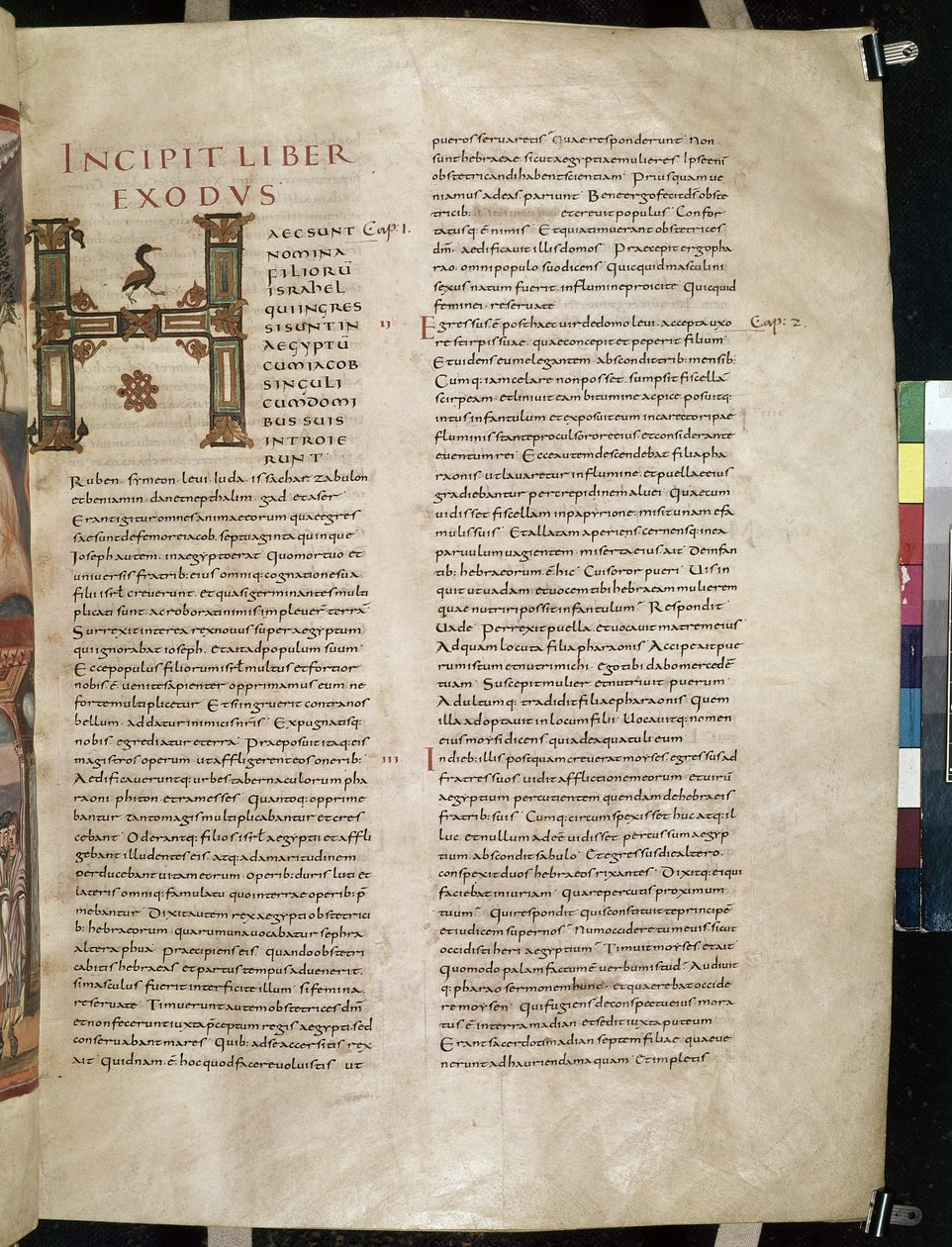 Comienzo del Libro del Éxodo, con la inicial decorada 