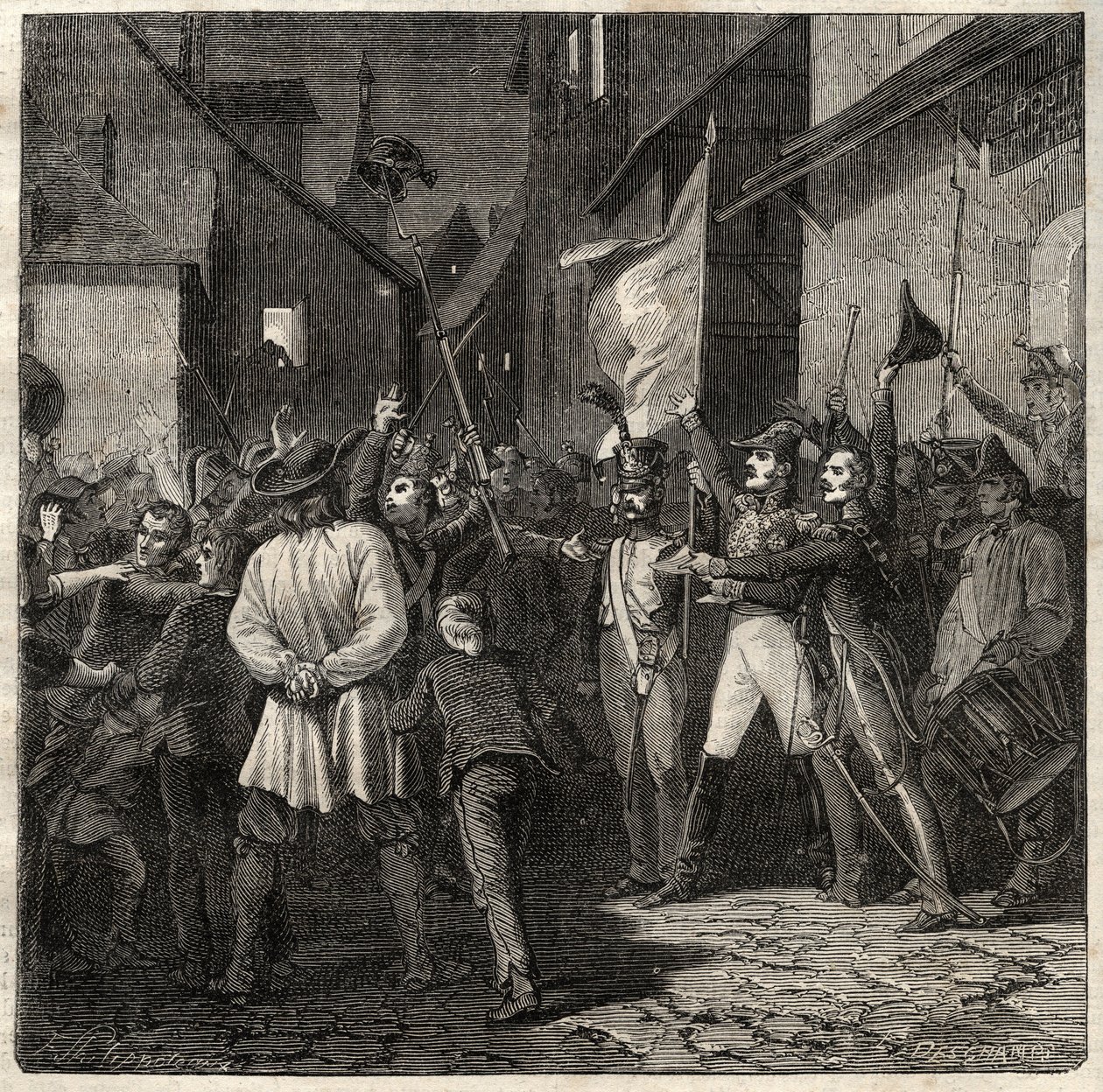Conspiración de Berton 1822 - El General Jean Baptiste Breton (Jean-Baptiste) llamado Berton (1769-1822) estableció un gobierno provisional en Thouars en 1822 de French School