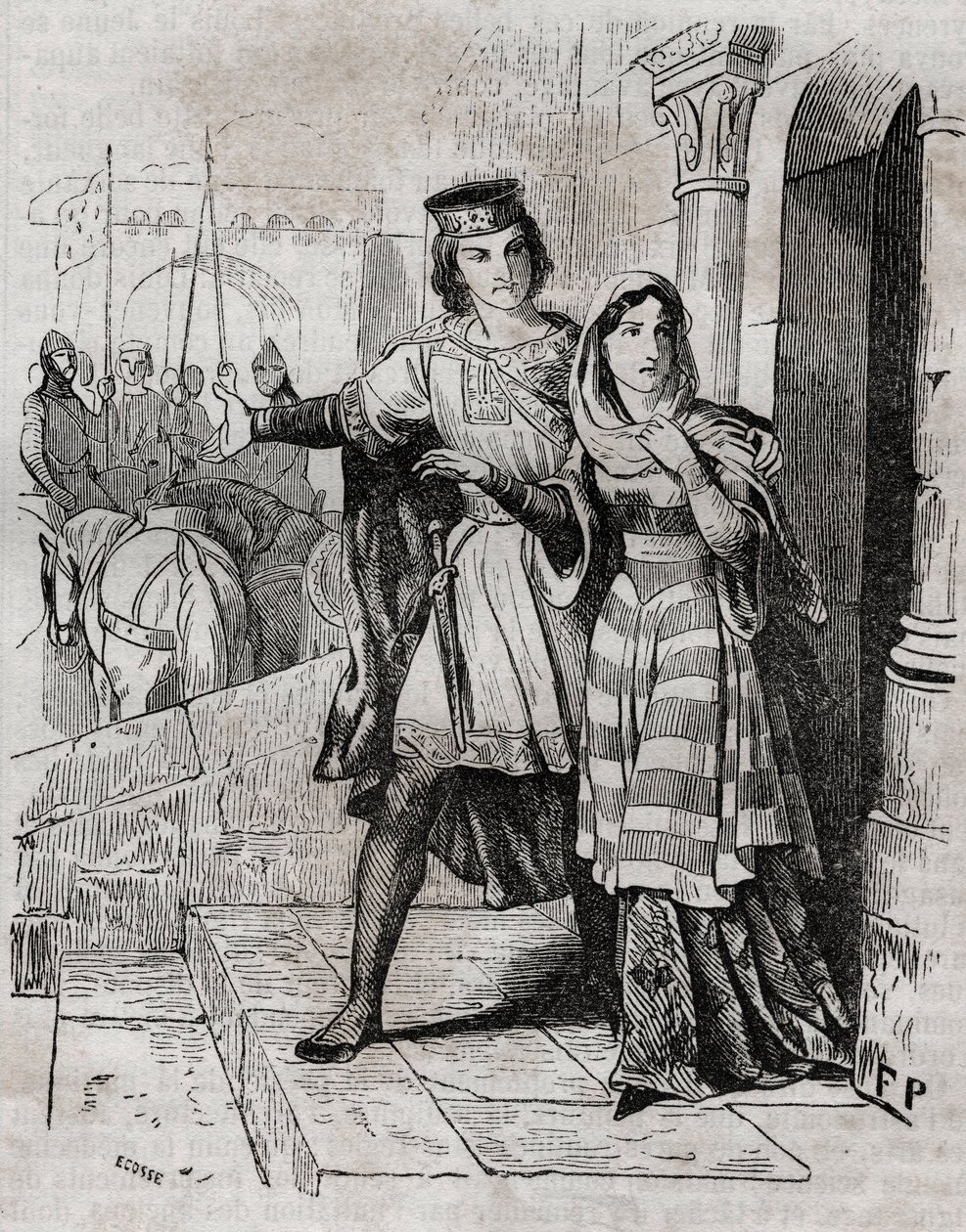 Bertrade de Montfort (1070-1117) Reina de Francia con Felipe I Rey de Francia - en “Historia de Francia” de Anquetil. Siglo XIX. de French School