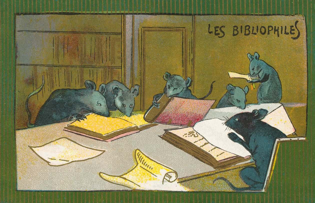 Ratas bibliófilas (chromolitho) de French School