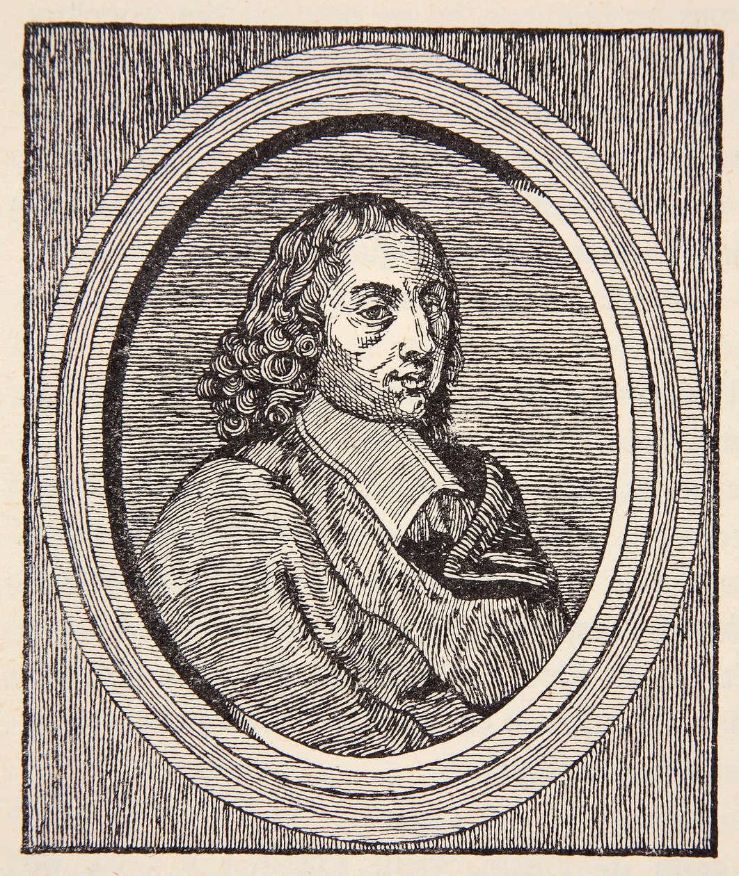 Blaise Pascal, ilustración de Histoire de la Nation Francaise, Sciences, Volúmenes I y II, por Gabriel Hanotaux (1853-1944), 1924 de French School