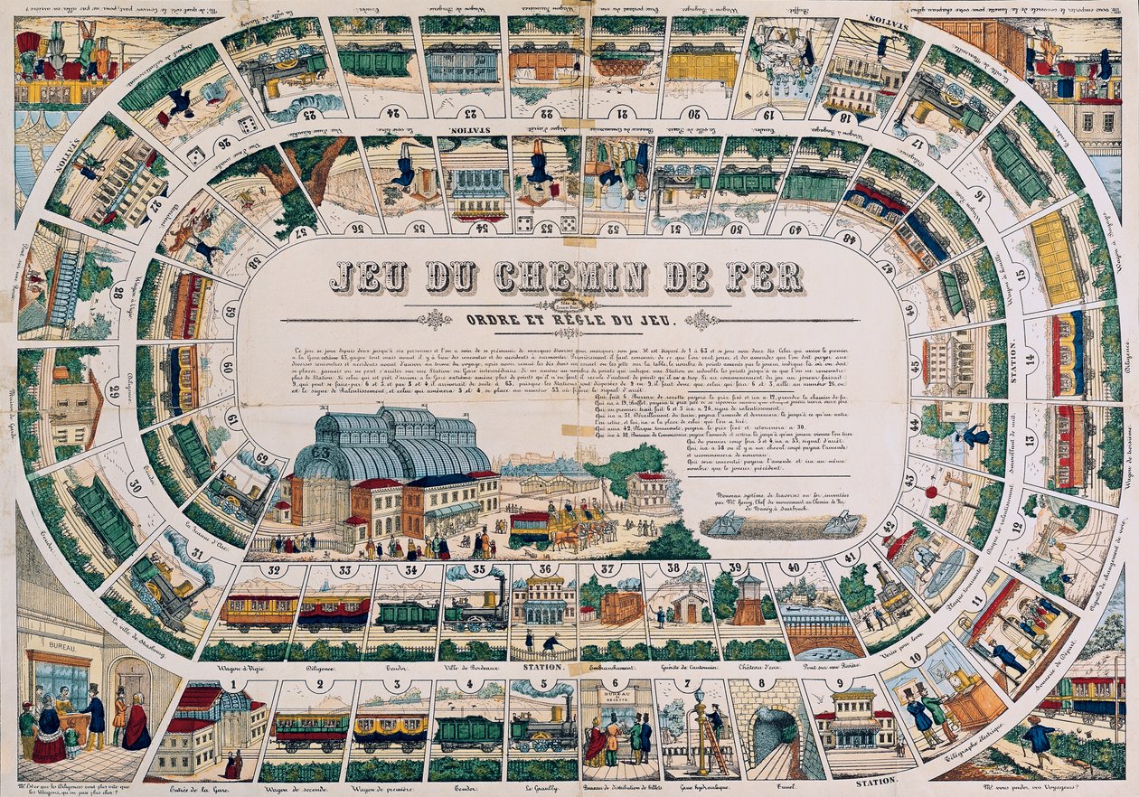 Tablero para un juego de trenes, 1850 de French School
