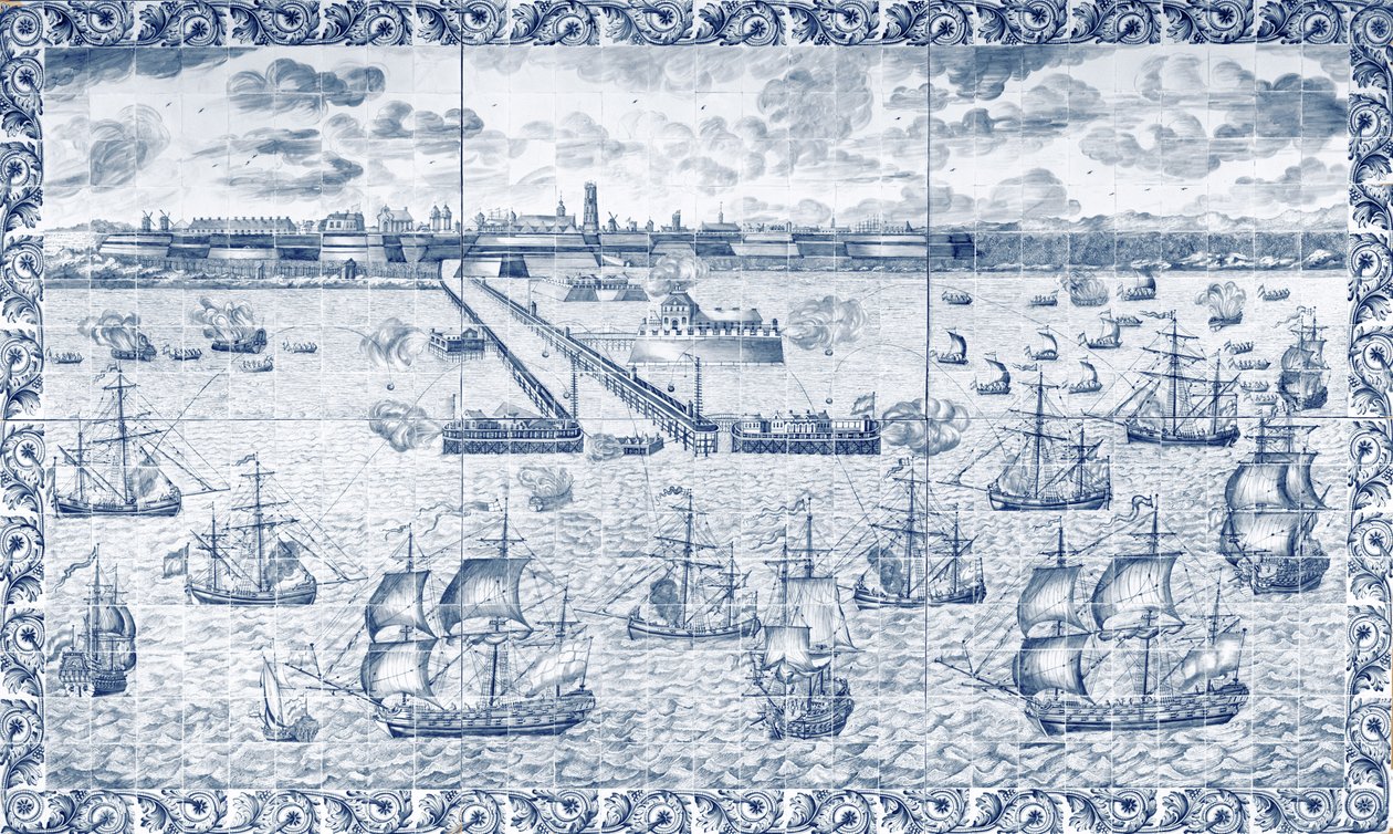 Bombardeo de Dunkerque el 11 de agosto de 1695 de French School