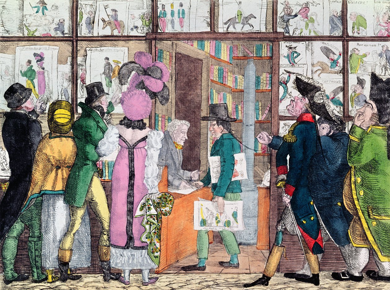 Vendedor de libros y grabados, principios del siglo XIX de French School