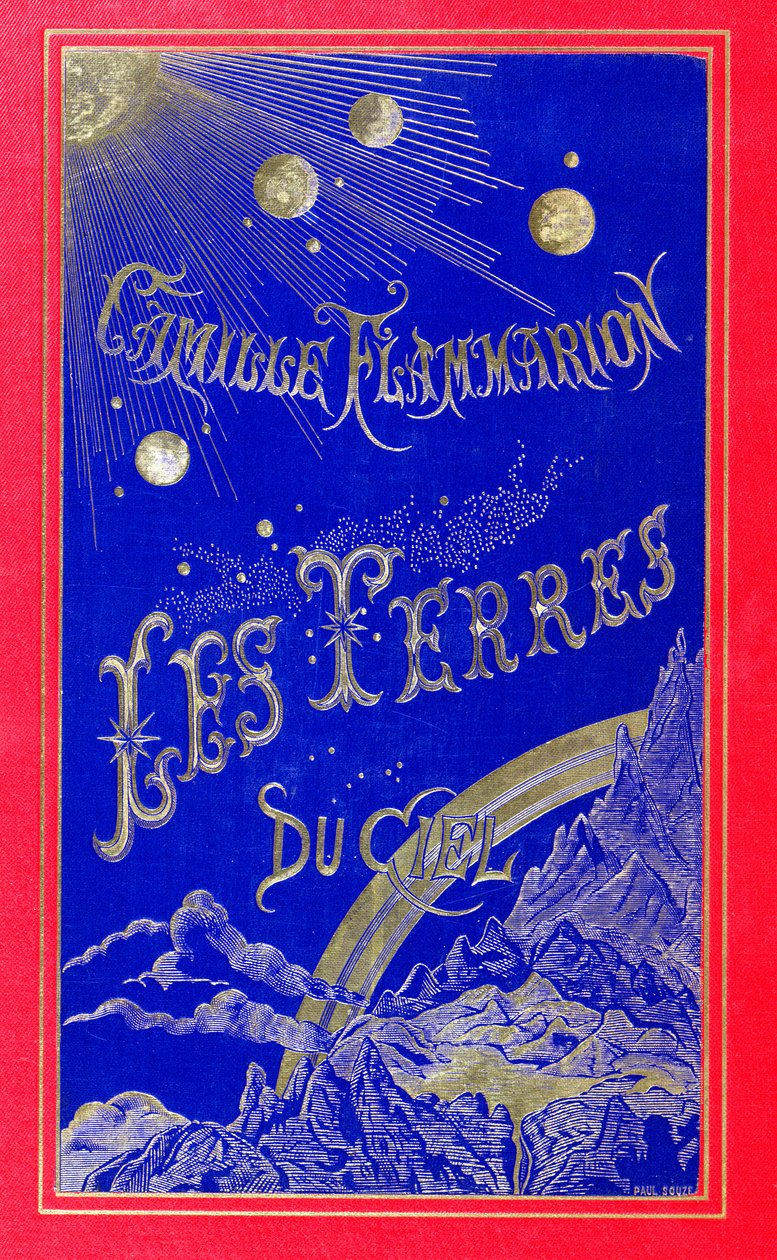 Portada del libro Les Terres du Ciel escrito por Camille Flammarion (1842-1925) 1877 de French School