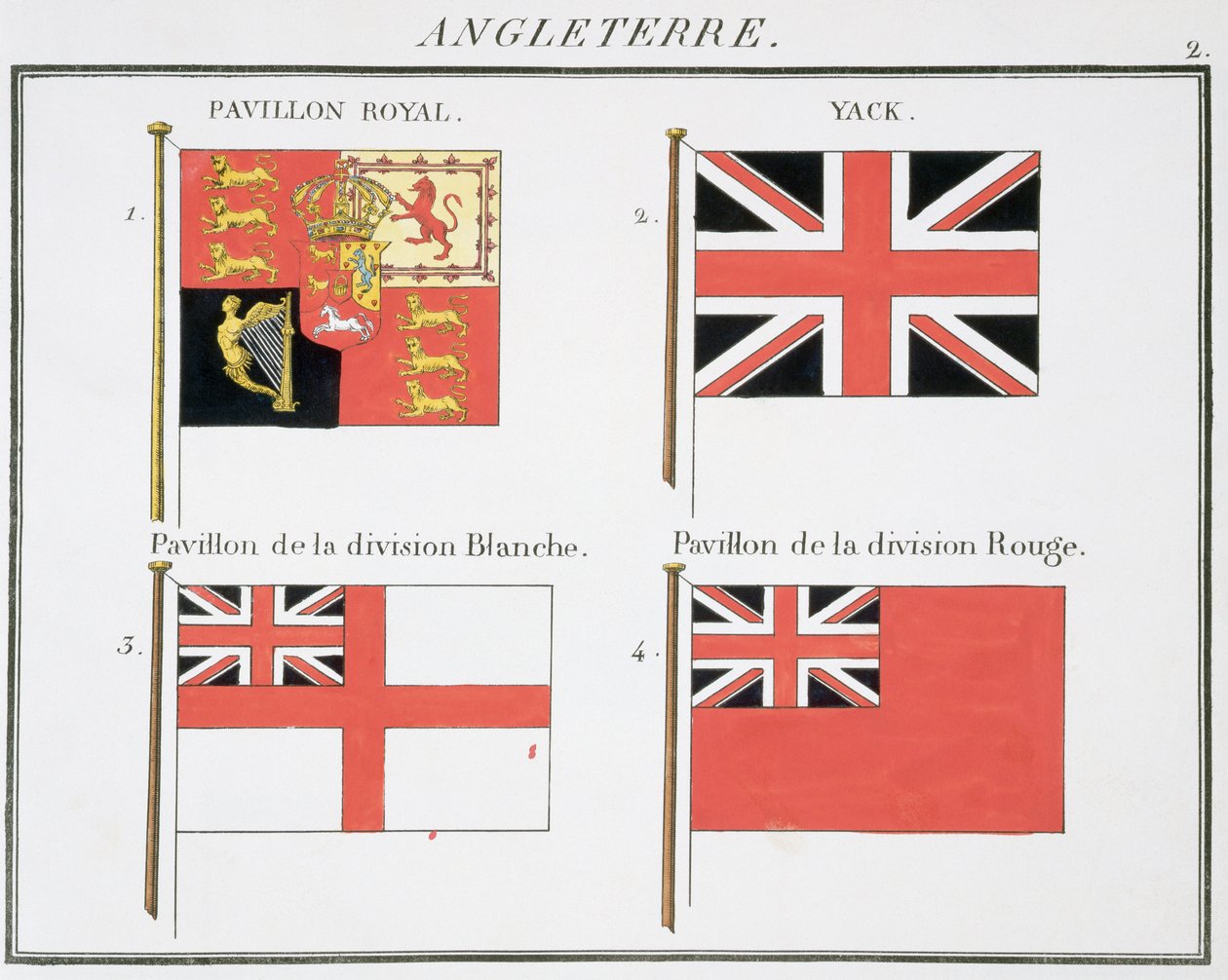 Banderas marítimas británicas, de un libro francés de banderas, c.1819 de French School