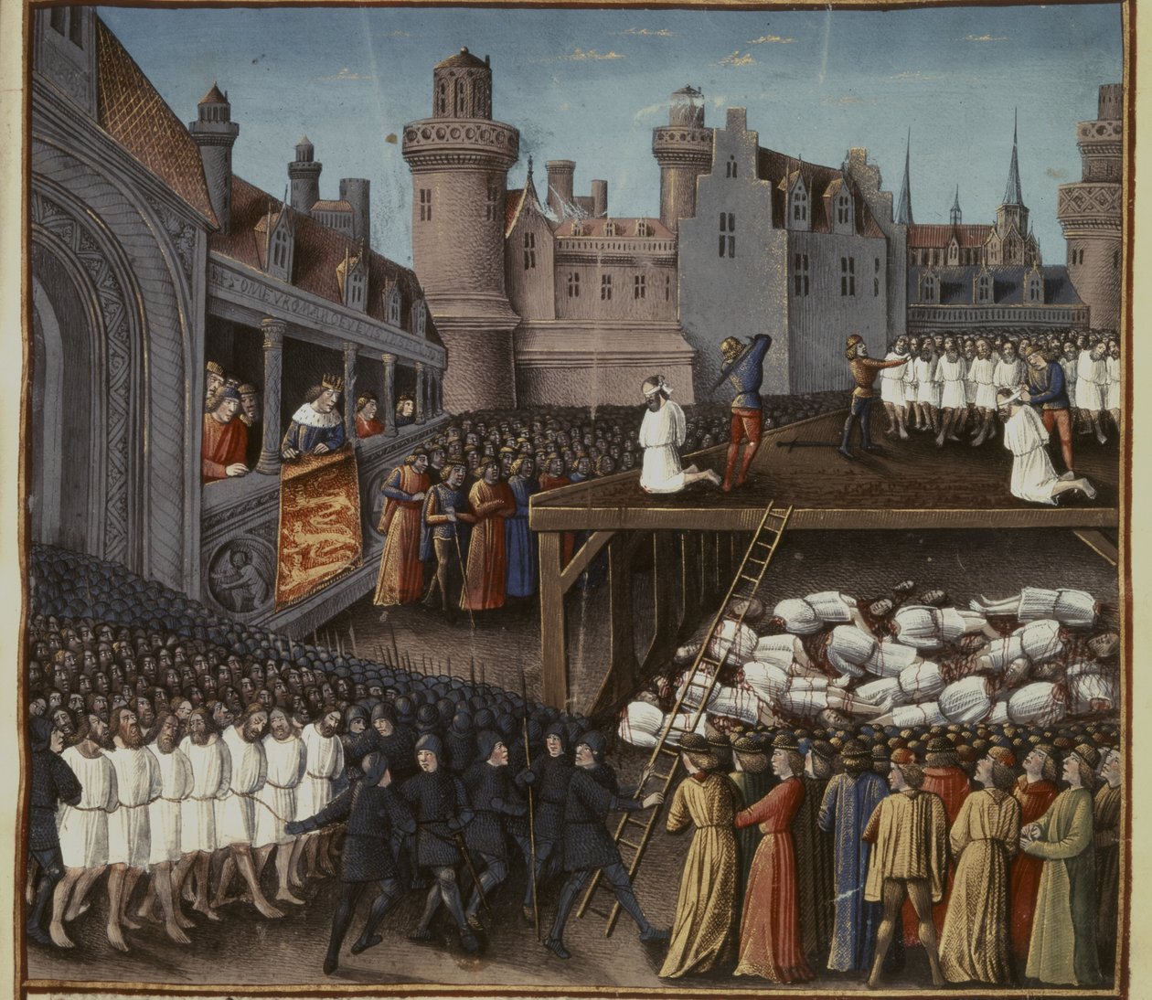 CRUSADES: Ricardo I viendo la decapitación de la guarnición musulmana de Acre el 20... de French School
