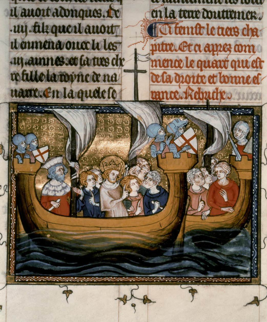 Séptima CRUZADA: Luis IX parte para la séptima cruzada (1248-54). de French School