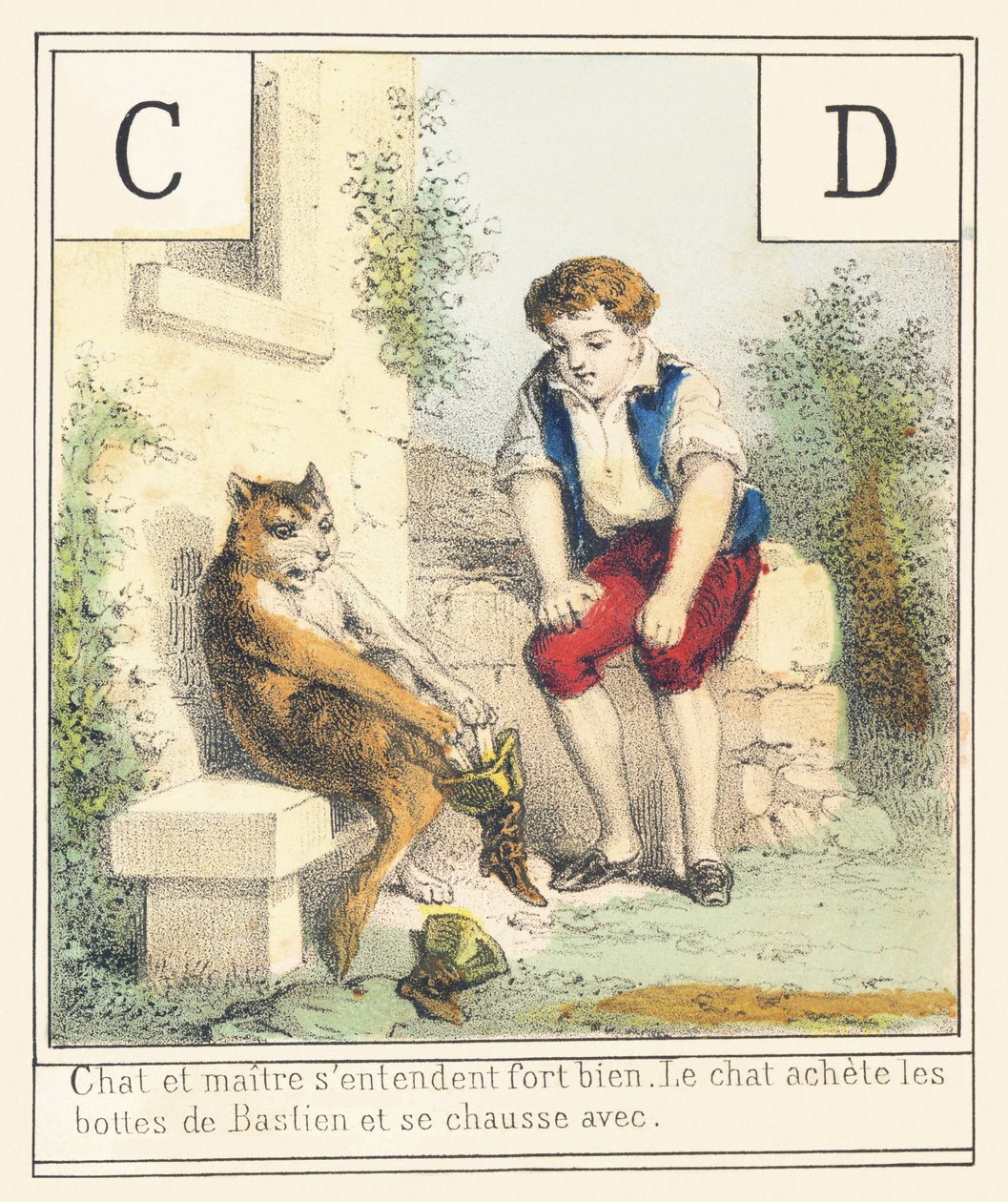 C D: El gato y el amo se llevan muy bien El gato brota las botas de Bastien y botas con de French School