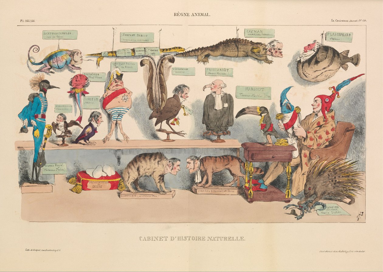 Gabinete de Historia Natural, de La Caricature, pub. 1833 de French School