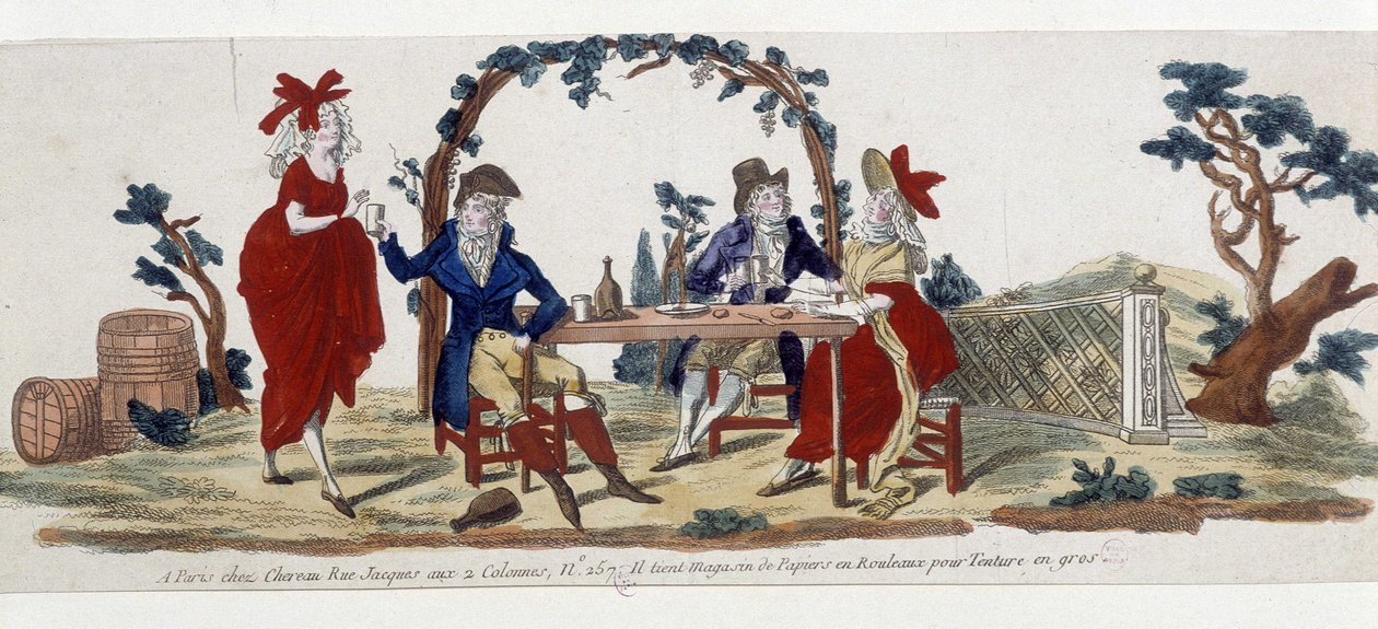 Café en París: chez Chereau, rue Jacques - grabado de French School