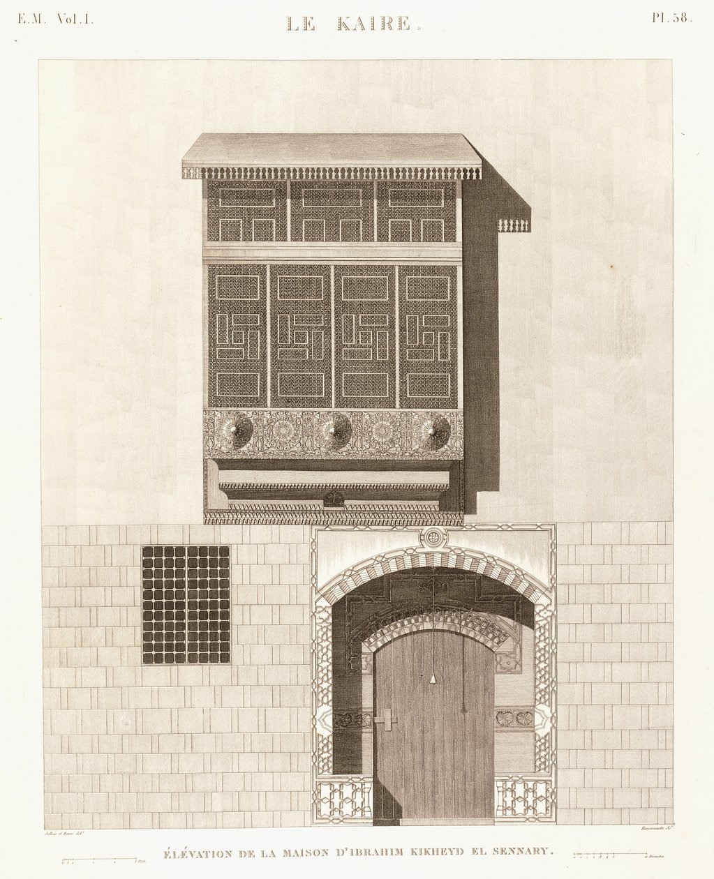 El Cairo: elevación de la casa de Ibrahim Kikheyd el Sennary de French School