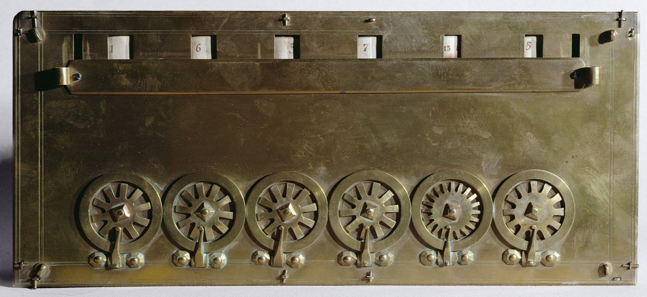 Máquina de calcular inventada por Blaise Pascal (1623-63) en 1642 de French School