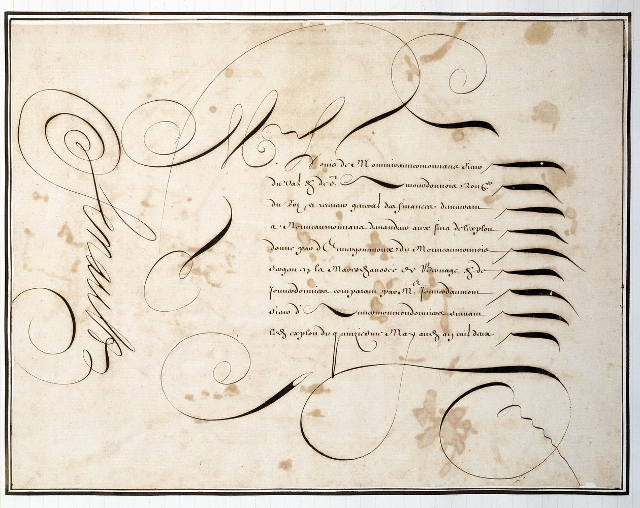 Caligrafía: Carta manuscrita de redonda financiera alrededor de la segunda mitad del siglo XVII por Louis Senault de French School