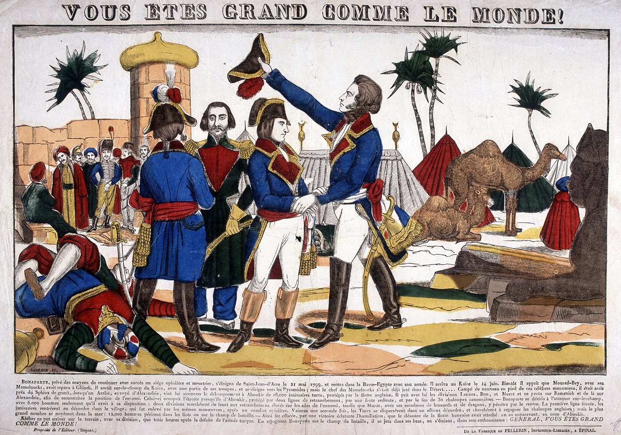 Campaña (Expedición) de Egipto (1798-1801) liderada por Napoleón Bonaparte en 1799. Imagen de Epinal de French School