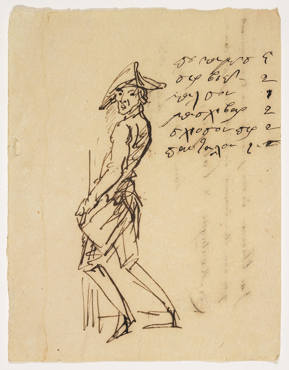 Caricatura de un joven soldado de French School