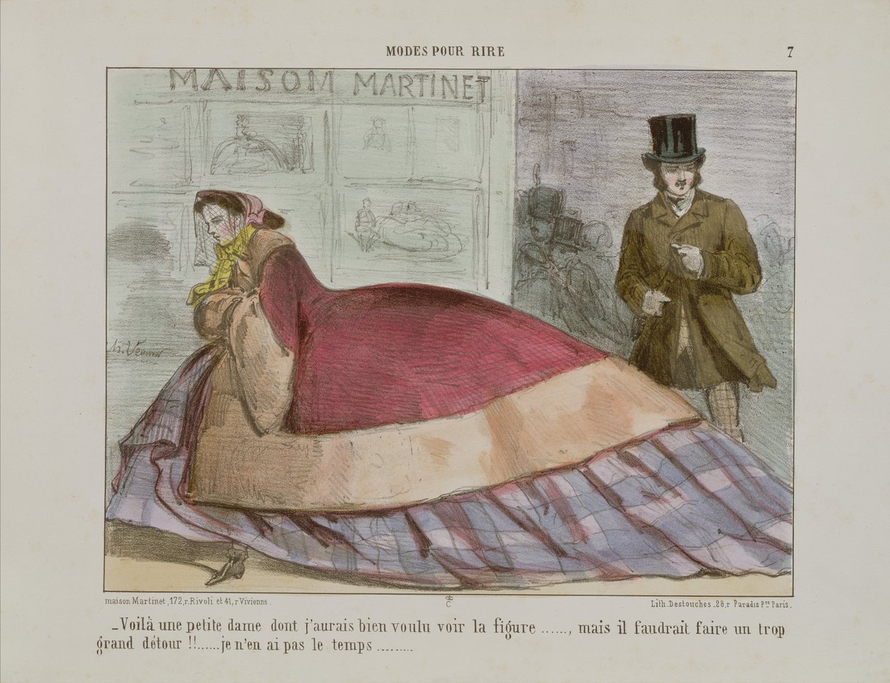 Caricatura del miriñaque, de Modes Pour Rire de French School