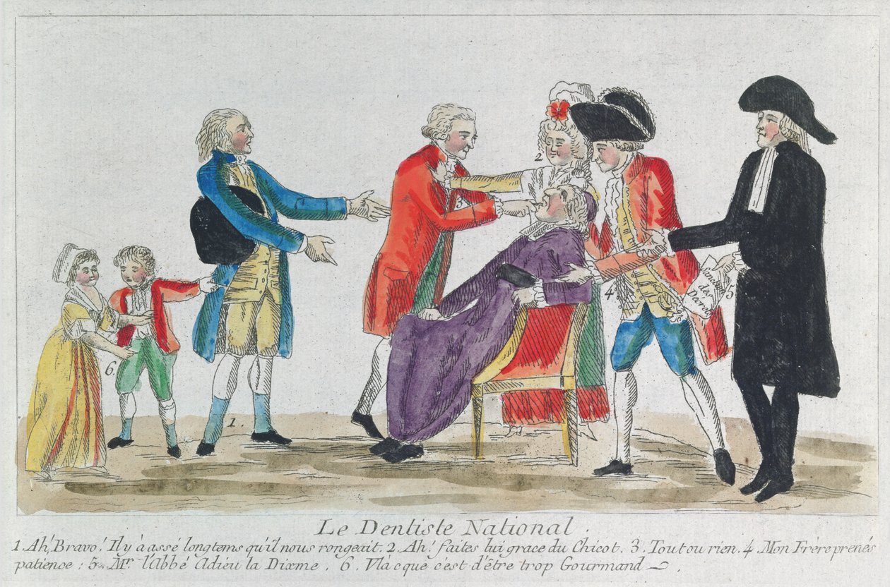 Caricatura de la nacionalización de los bienes de la iglesia en Francia durante la Revolución Francesa, 1792 de French School