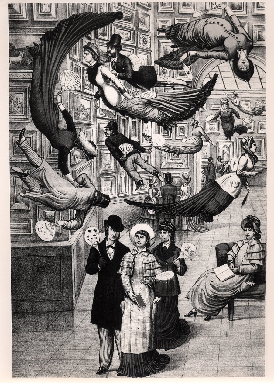 Caricatura de visitantes al Salón de París de 1880 de French School