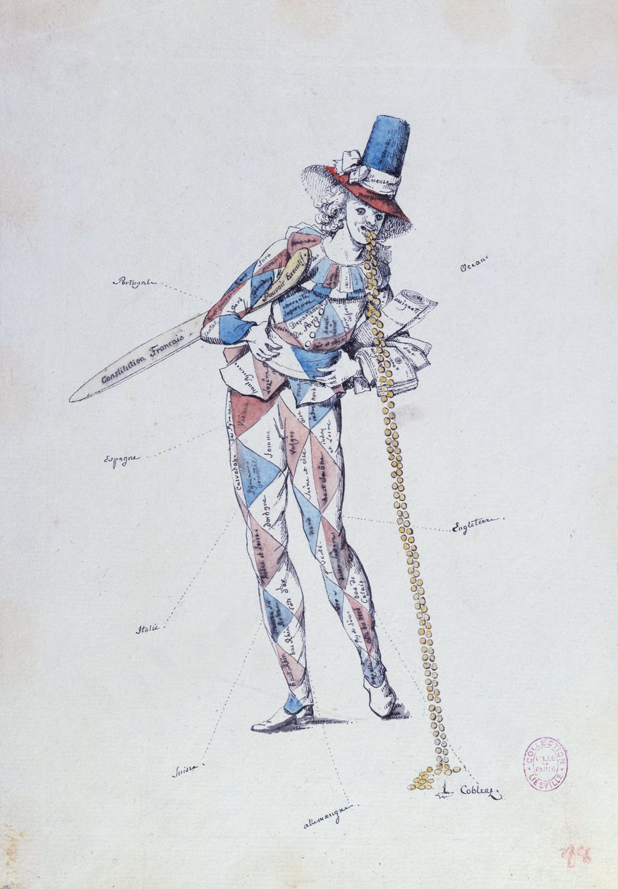 Caricatura satírica de los aristócratas emigrados franceses, c.1792 de French School