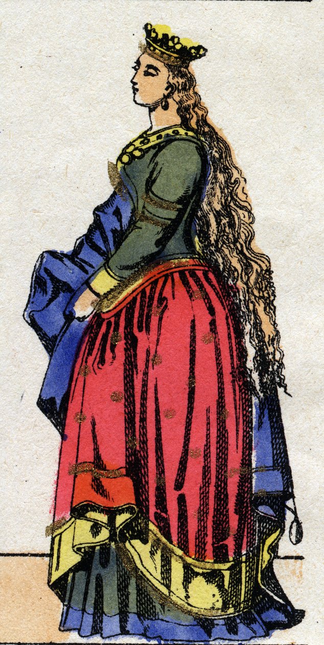 Dinastía carolingia: Retrato de Judith de Baviera (805-843) Reina de los Francos esposa de Luis I llamado el Piadoso o "el Benigno" (778-840). Imágenes de Épinal finales del siglo XIX. Colección privada. de French School