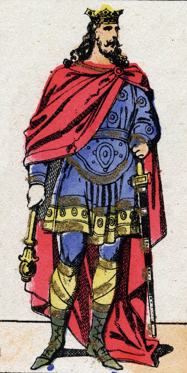 Dinastía carolingia: Retrato de Luis I el Piadoso o "el Benigno" (778-840) Rey de los Francos de 814 a 840. Imagen de Épinal de finales del siglo XIX. Colección privada de French School