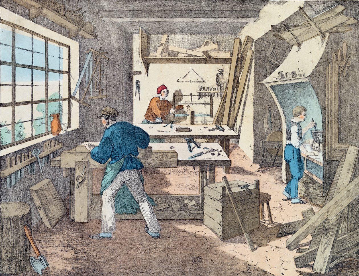 Taller de carpinteros, c.1860 de French School
