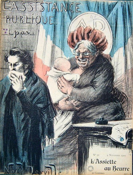 Caricatura criticando la Asistencia Pública, caricatura de 