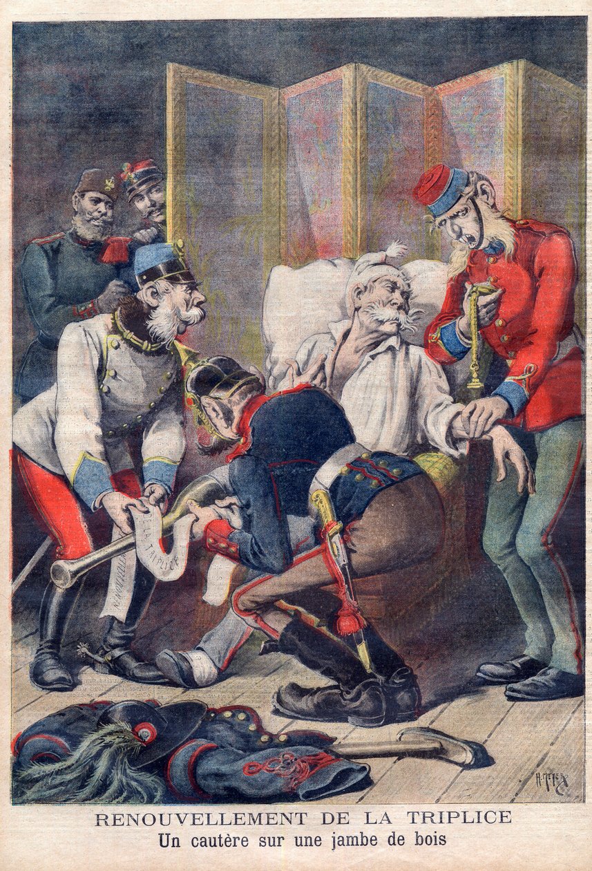 Caricatura de la Triple Alianza de Alemania, Austria e Italia, de 