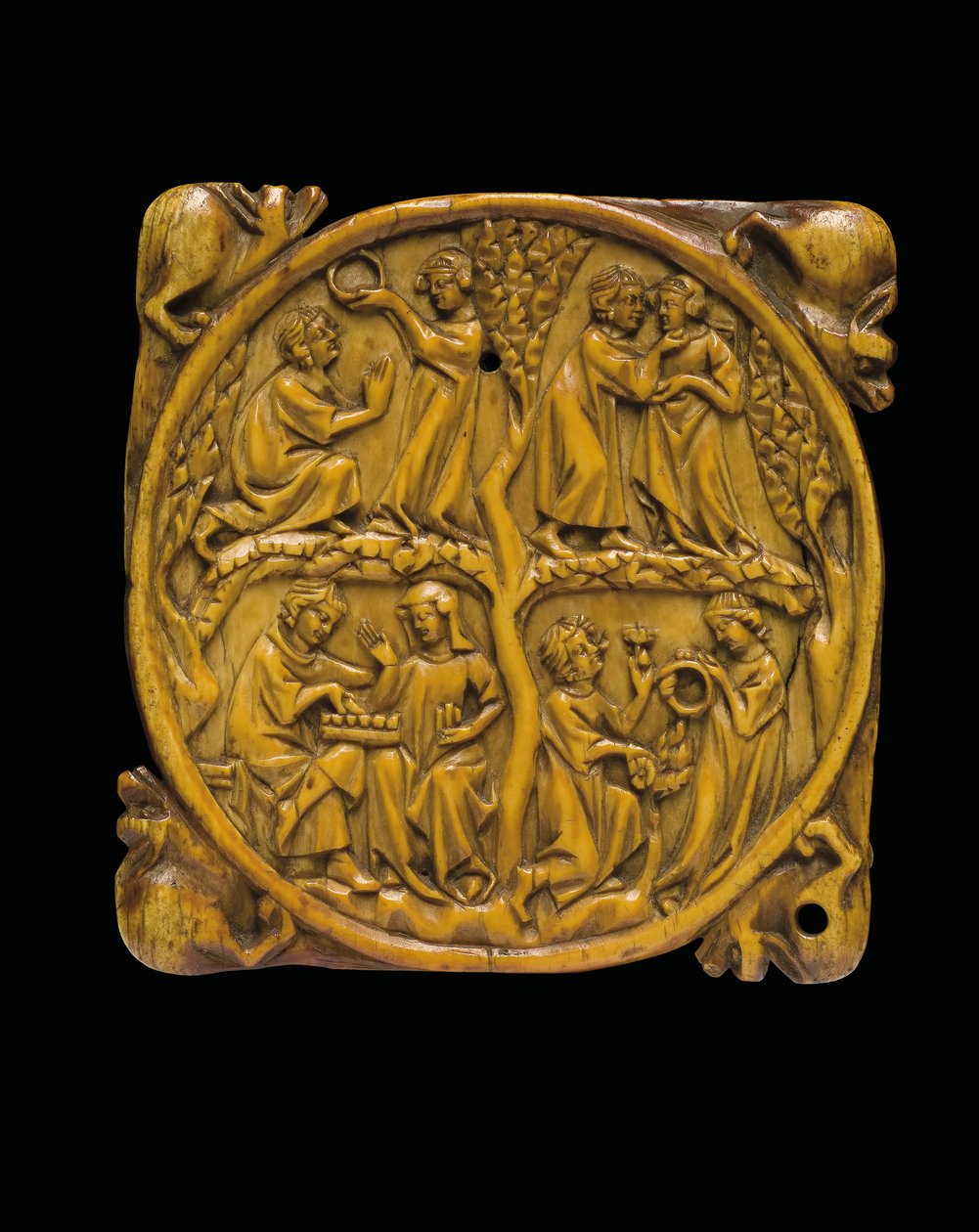 Cubierta de estuche de espejo tallado, París, c.1310-20 de French School