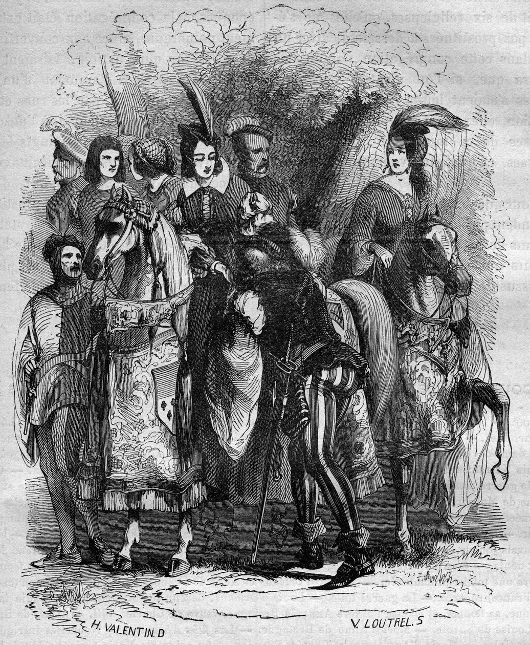 Caso de la Torre de Nesle: la princesa Margarita de Borgoña (1290-1315) y sus dos hermanas (Juana y Blanca) acusadas de adulterio - Grabado en “Histoire de la prostitution et de la débauche dans tous les peuples du globe depuis l
