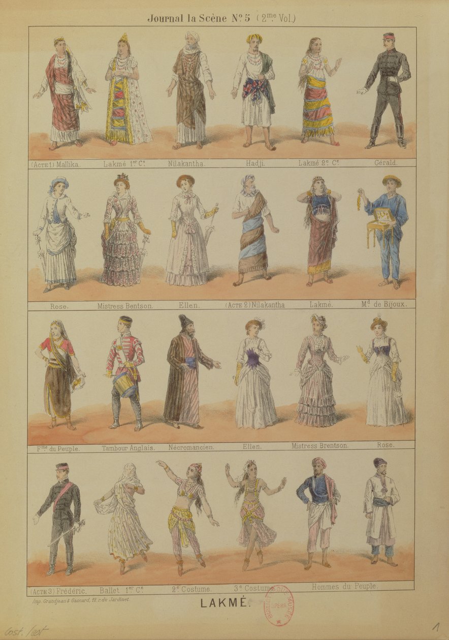 Reparto de personajes de la ópera Lakmé de Léo Delibes (1861-91) de French School