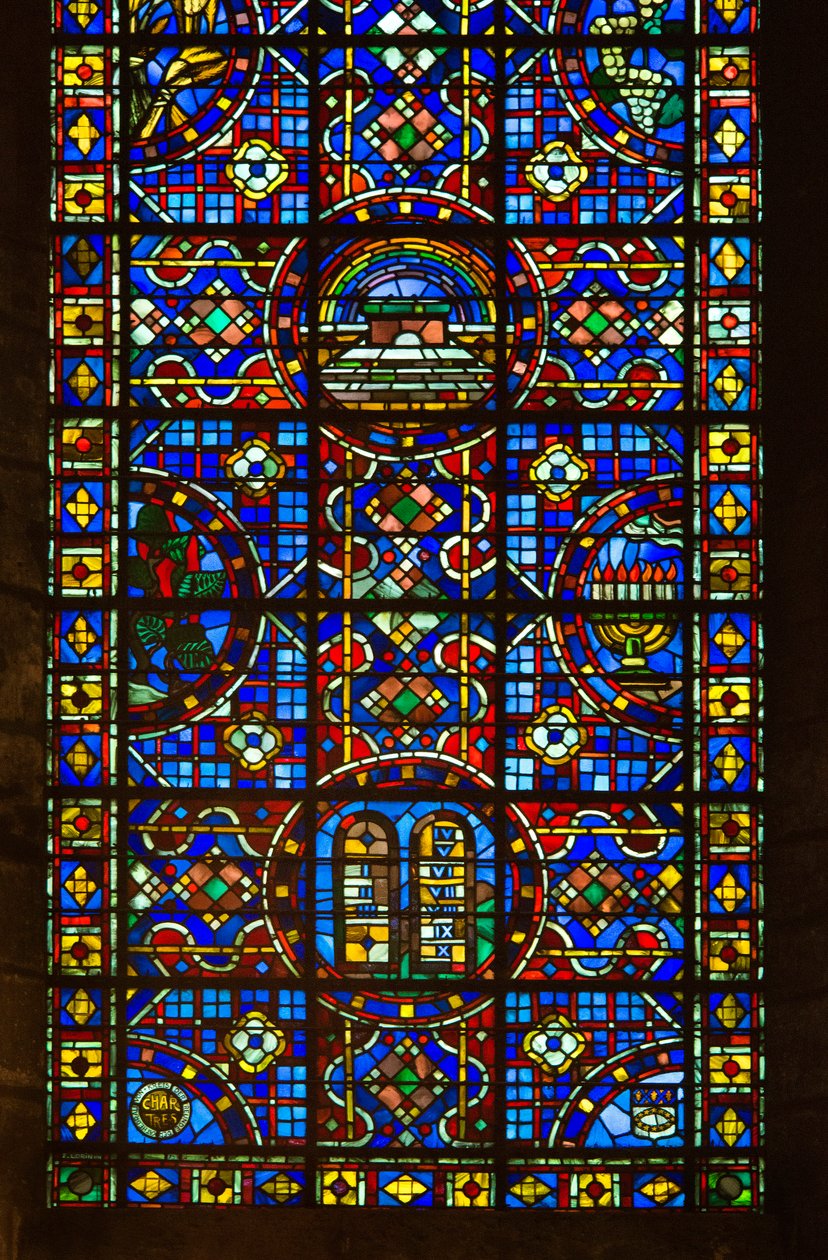 Catedral de Chartres, detalle de la vidriera de la paz de French School