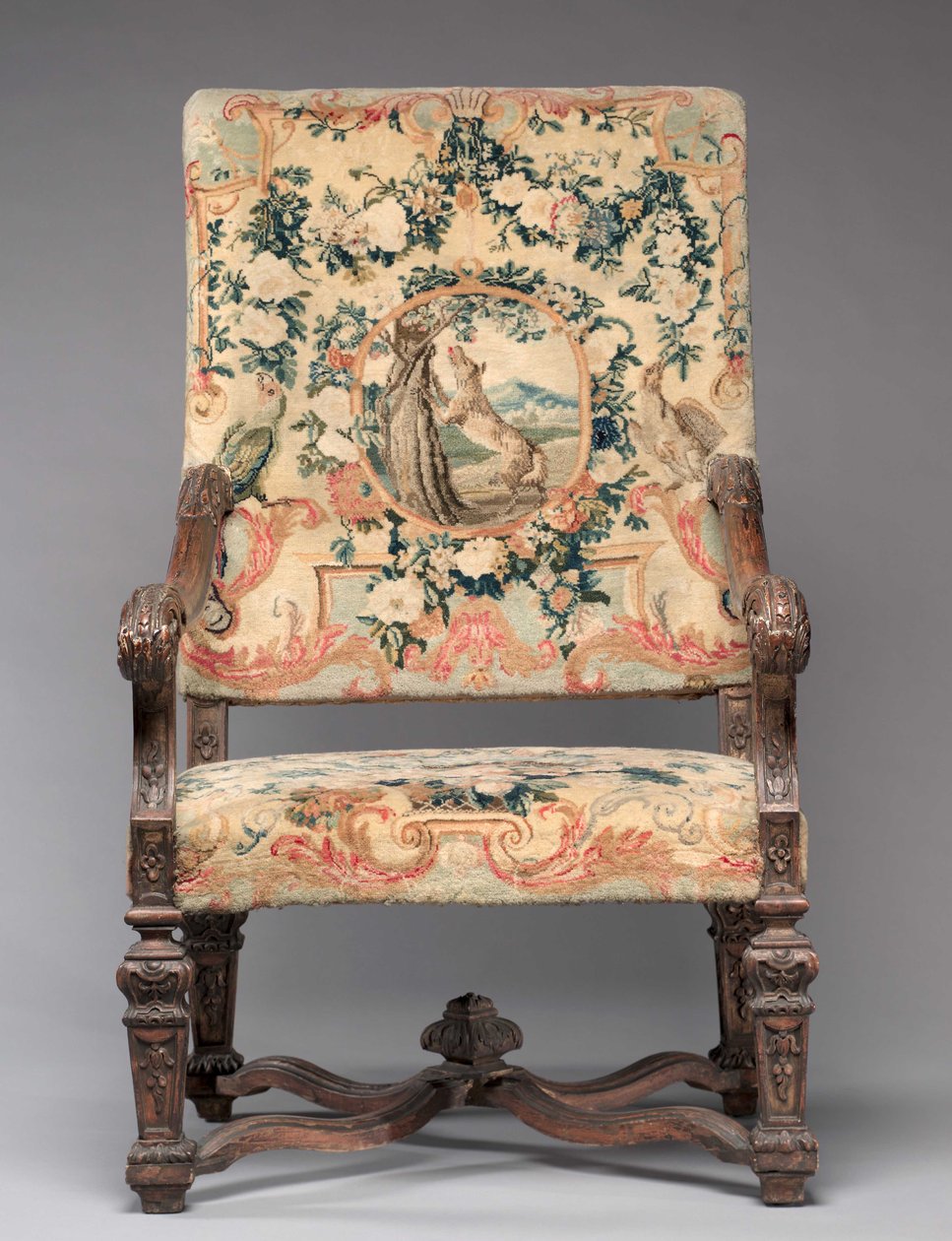 Silla, fabricante Fábrica de Savonnerie, antes de 1717 de French School